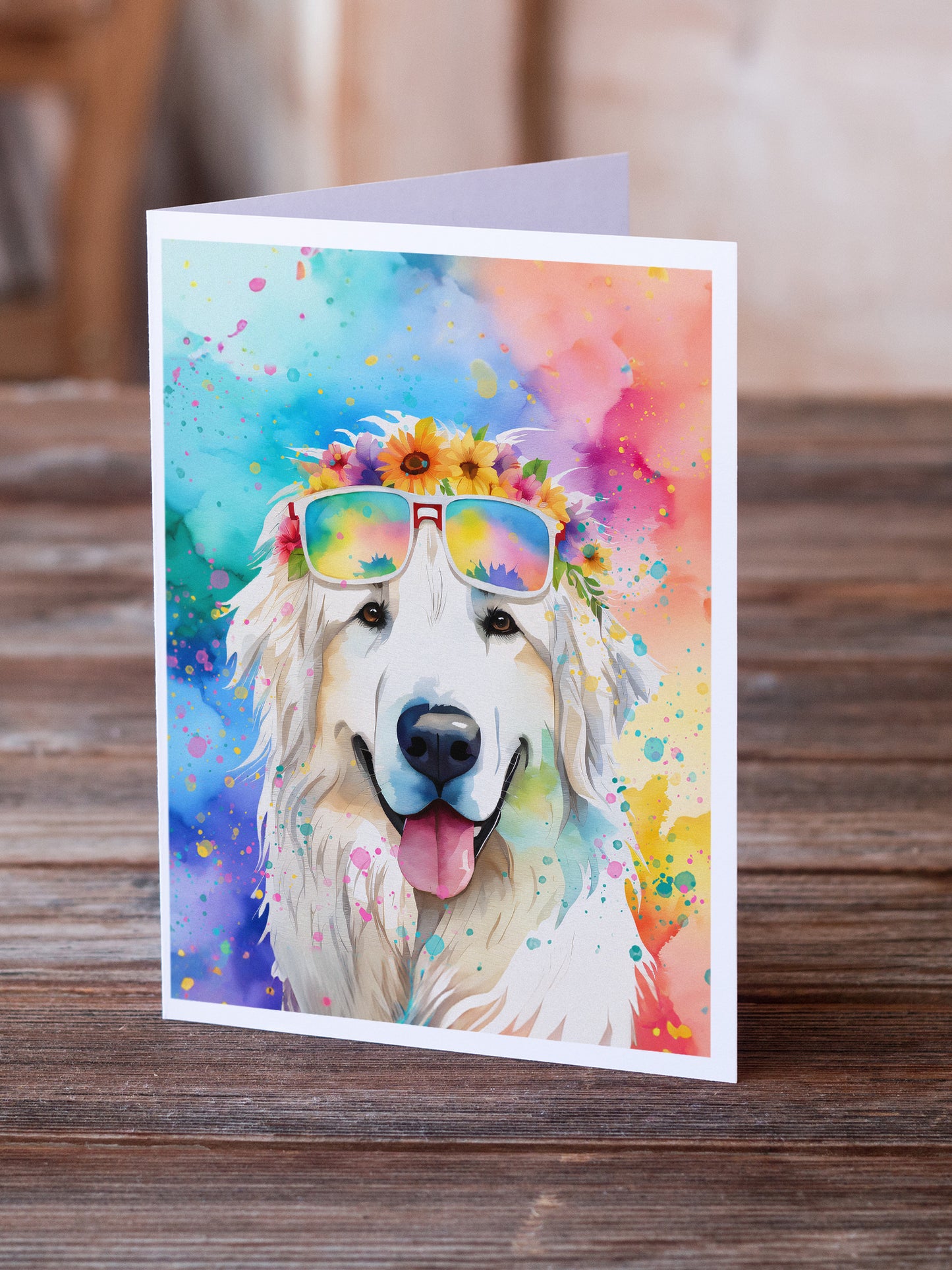 Great Pyrenees Hippie Dawg Greeting Cards Pack of 8