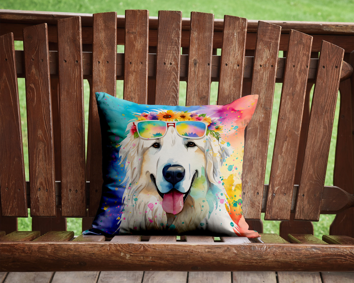 Great Pyrenees Hippie Dawg Throw Pillow