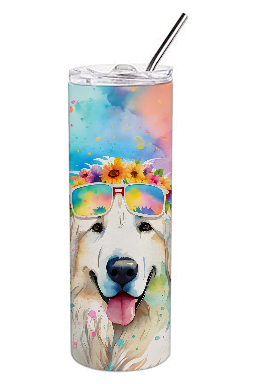 Great Pyrenees Hippie Dawg Stainless Steel Skinny Tumbler