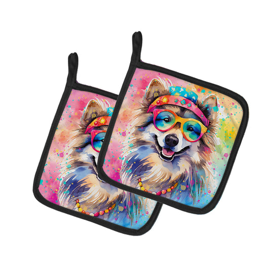 Buy this Keeshond Hippie Dawg Pair of Pot Holders