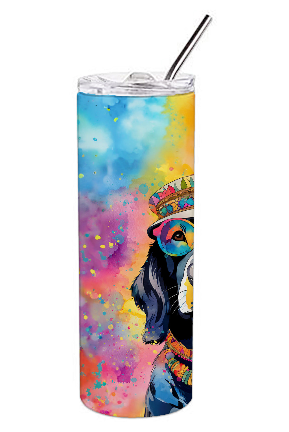 Black Labrador Hippie Dawg Stainless Steel Skinny Tumbler