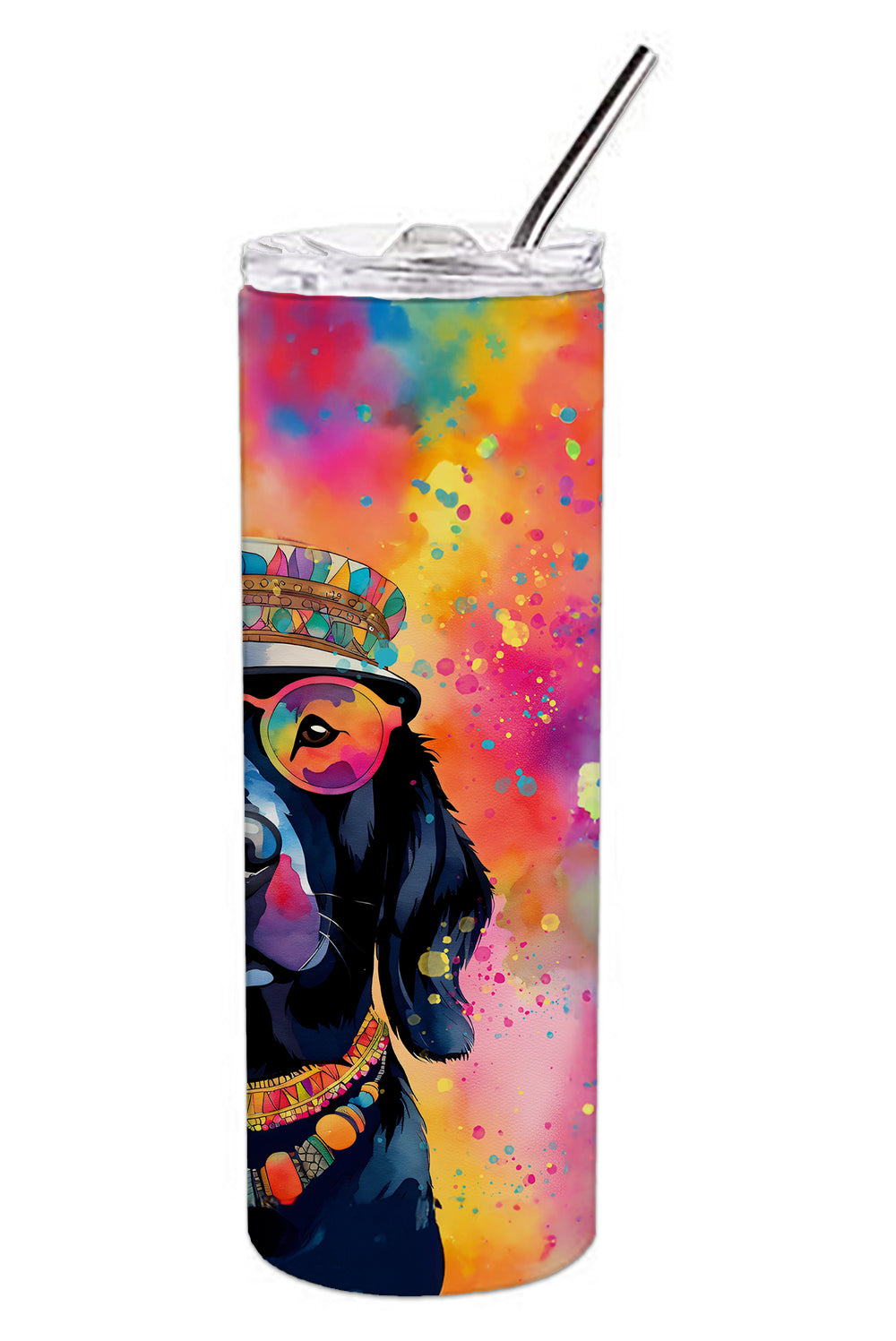 Black Labrador Hippie Dawg Stainless Steel Skinny Tumbler