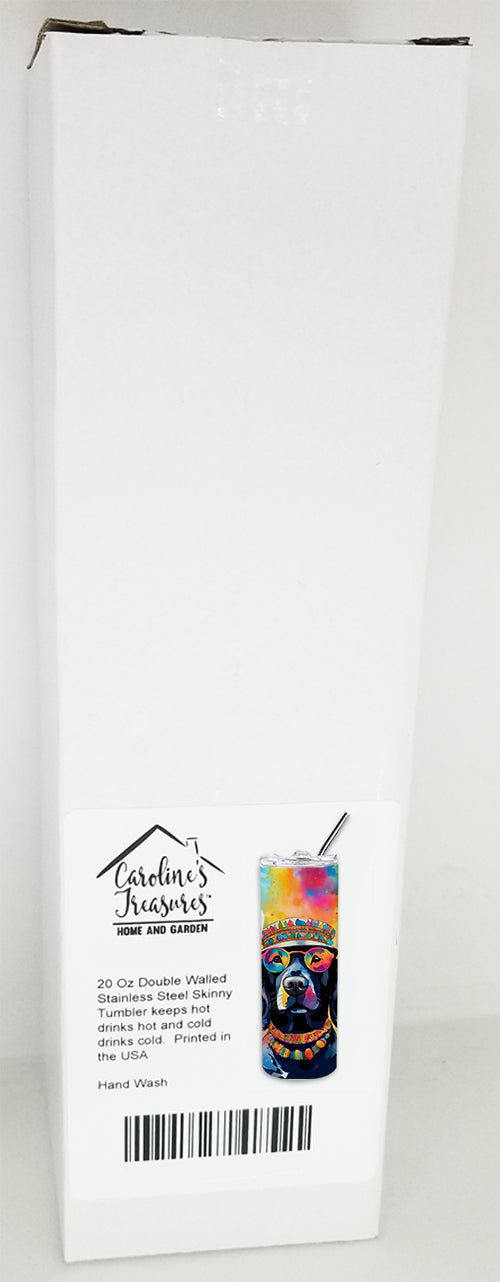 Black Labrador Hippie Dawg Stainless Steel Skinny Tumbler