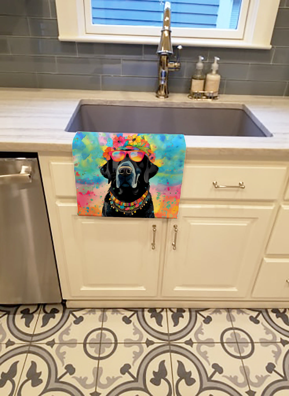 Black Labrador Hippie Dawg Kitchen Towel