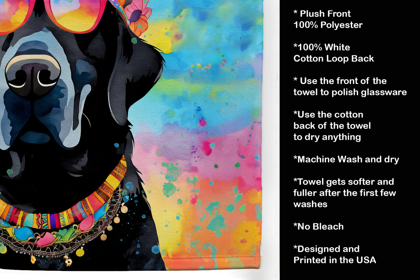 Black Labrador Hippie Dawg Kitchen Towel