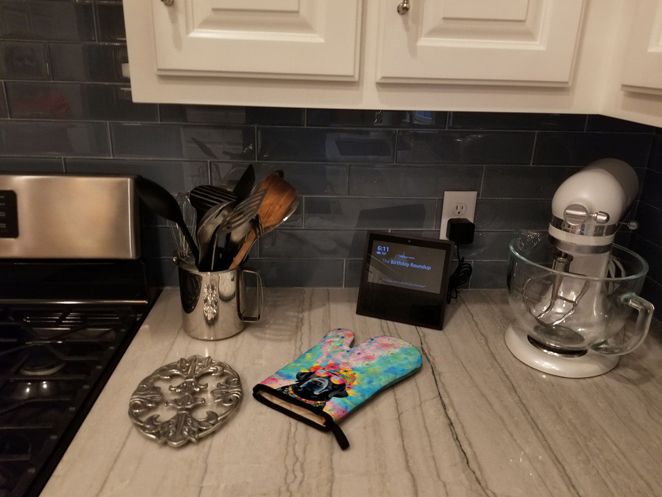 Black Labrador Hippie Dawg Oven Mitt