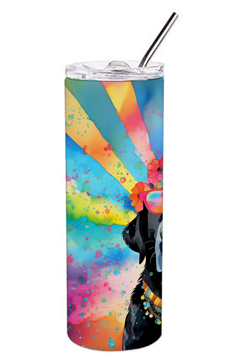 Black Labrador Hippie Dawg Stainless Steel Skinny Tumbler