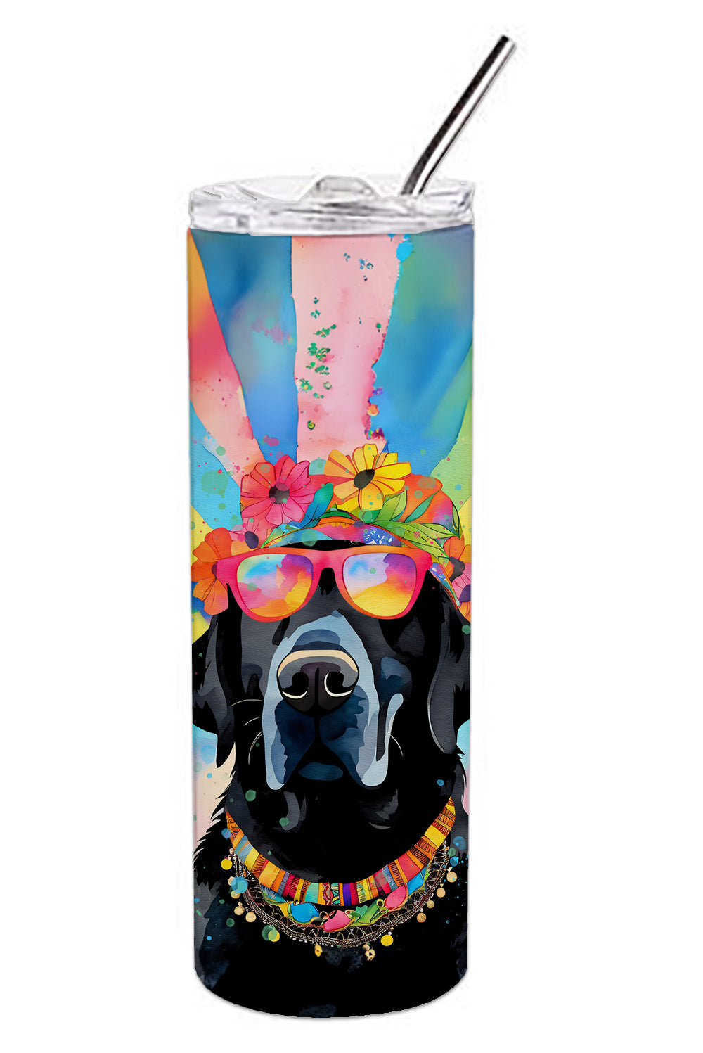 Black Labrador Hippie Dawg Stainless Steel Skinny Tumbler