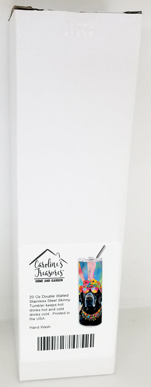 Black Labrador Hippie Dawg Stainless Steel Skinny Tumbler