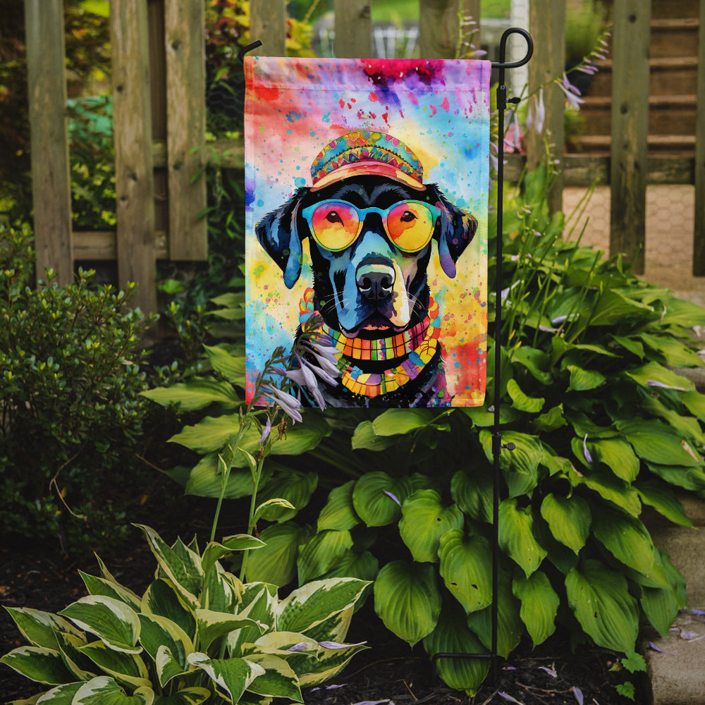 Black Labrador Hippie Dawg Garden Flag