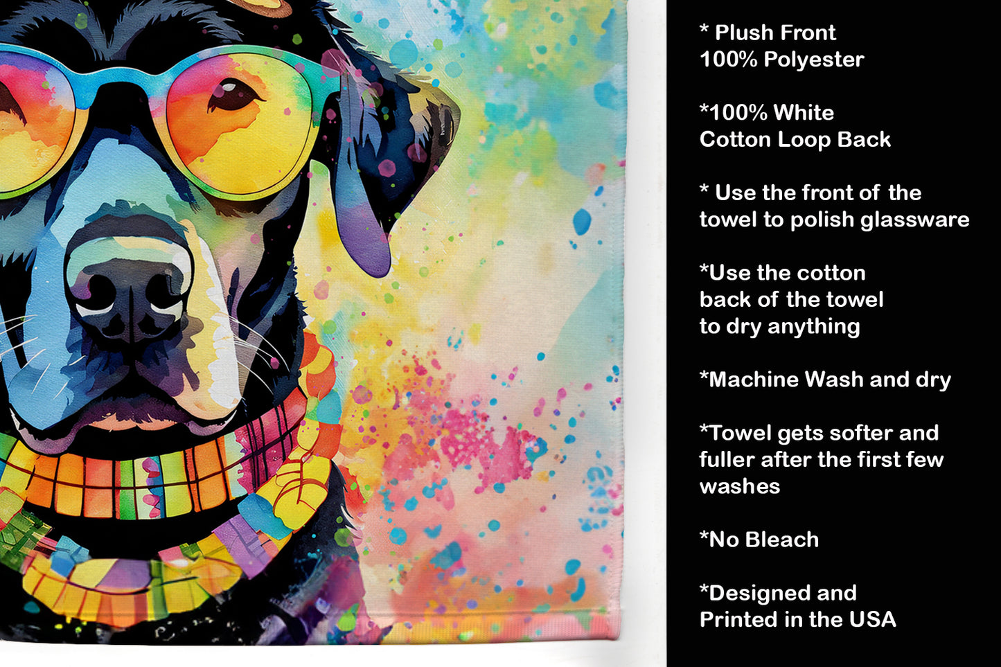 Black Labrador Hippie Dawg Kitchen Towel