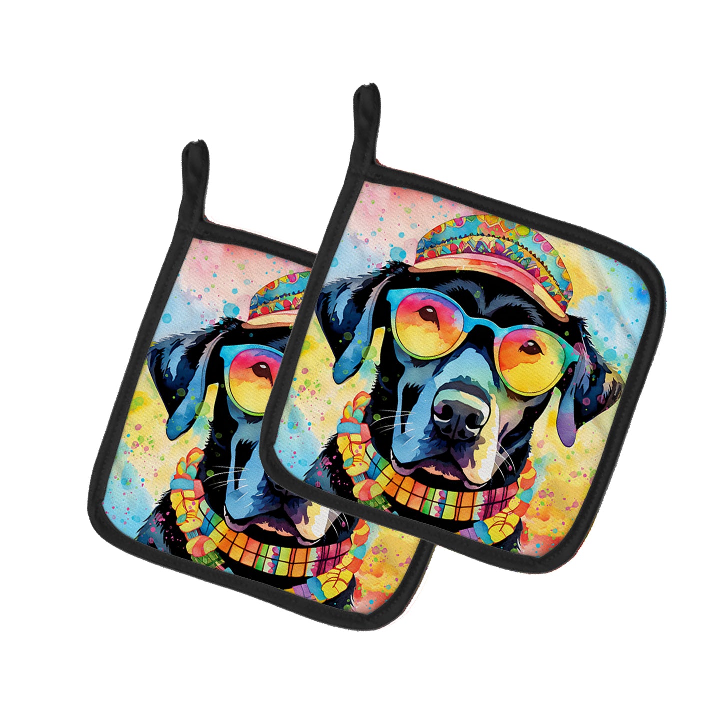 Buy this Black Labrador Hippie Dawg Pair of Pot Holders