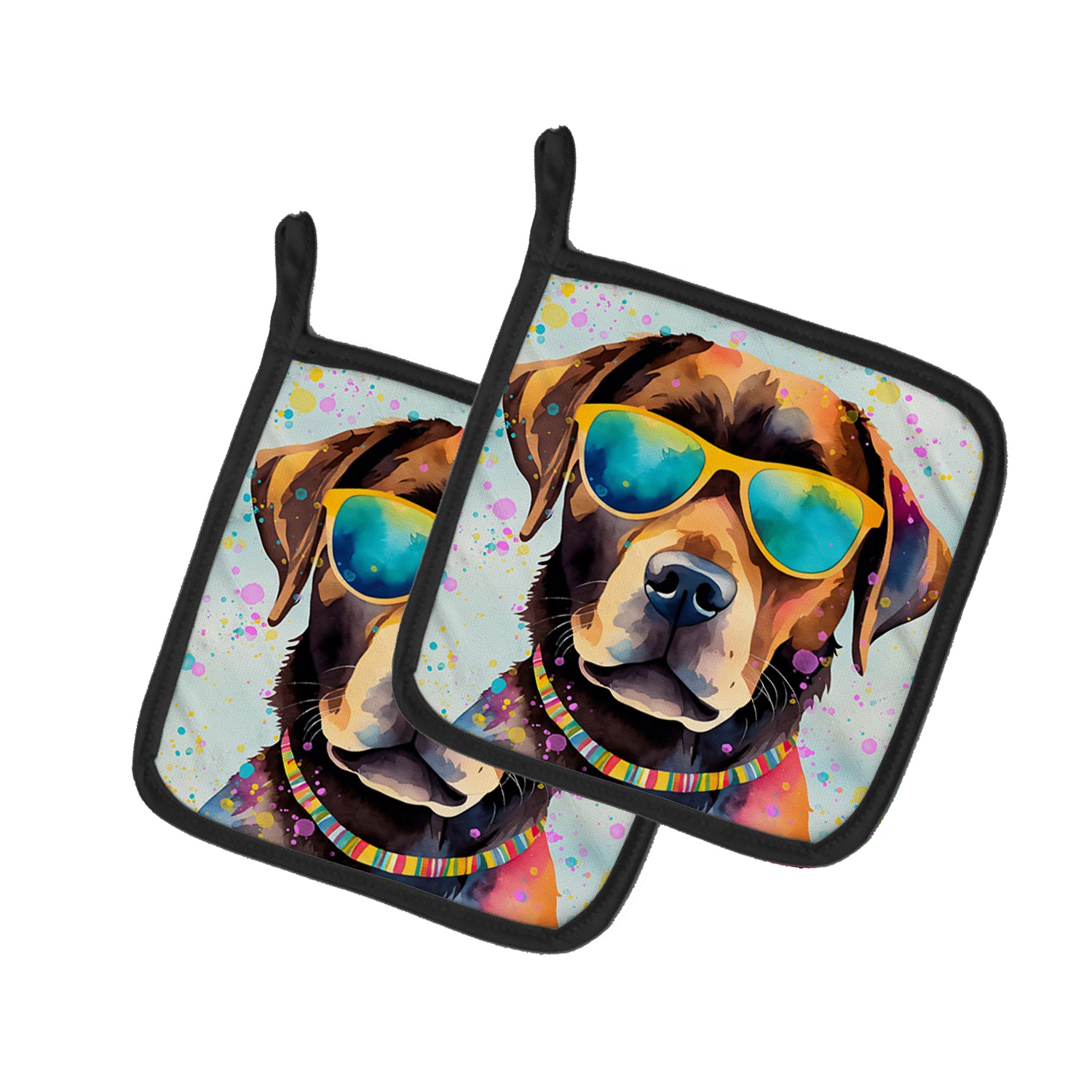 Buy this Chocolate Labrador Hippie Dawg Pair of Pot Holders