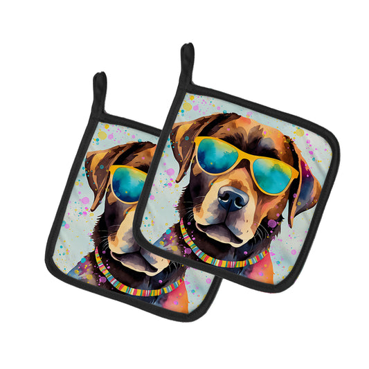 Buy this Chocolate Labrador Hippie Dawg Pair of Pot Holders