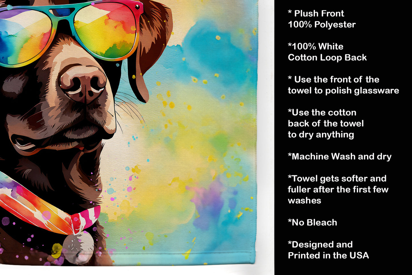 Chocolate Labrador Hippie Dawg Kitchen Towel