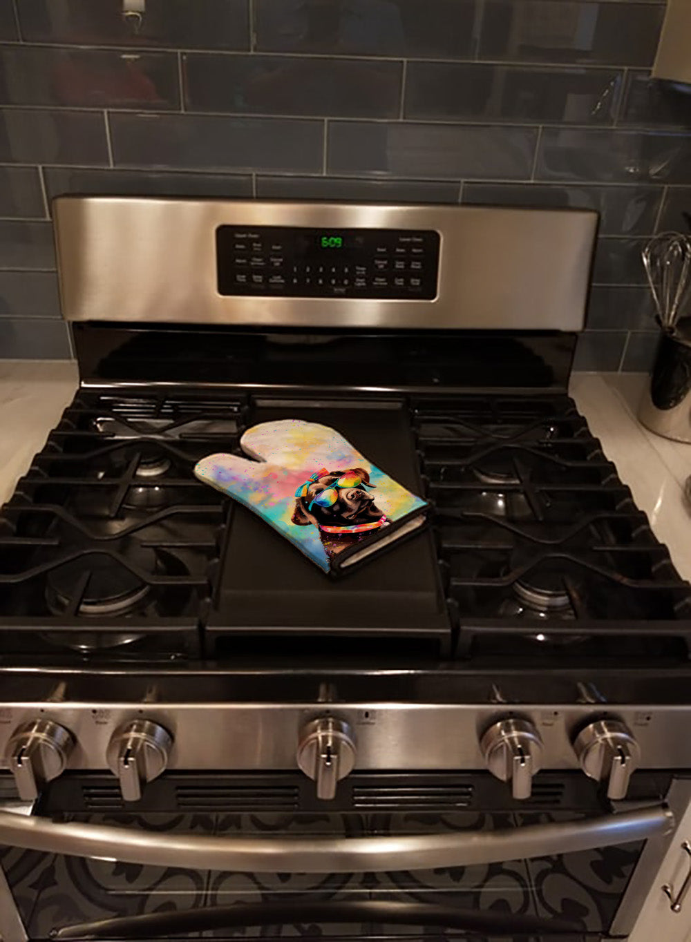 Chocolate Labrador Hippie Dawg Oven Mitt