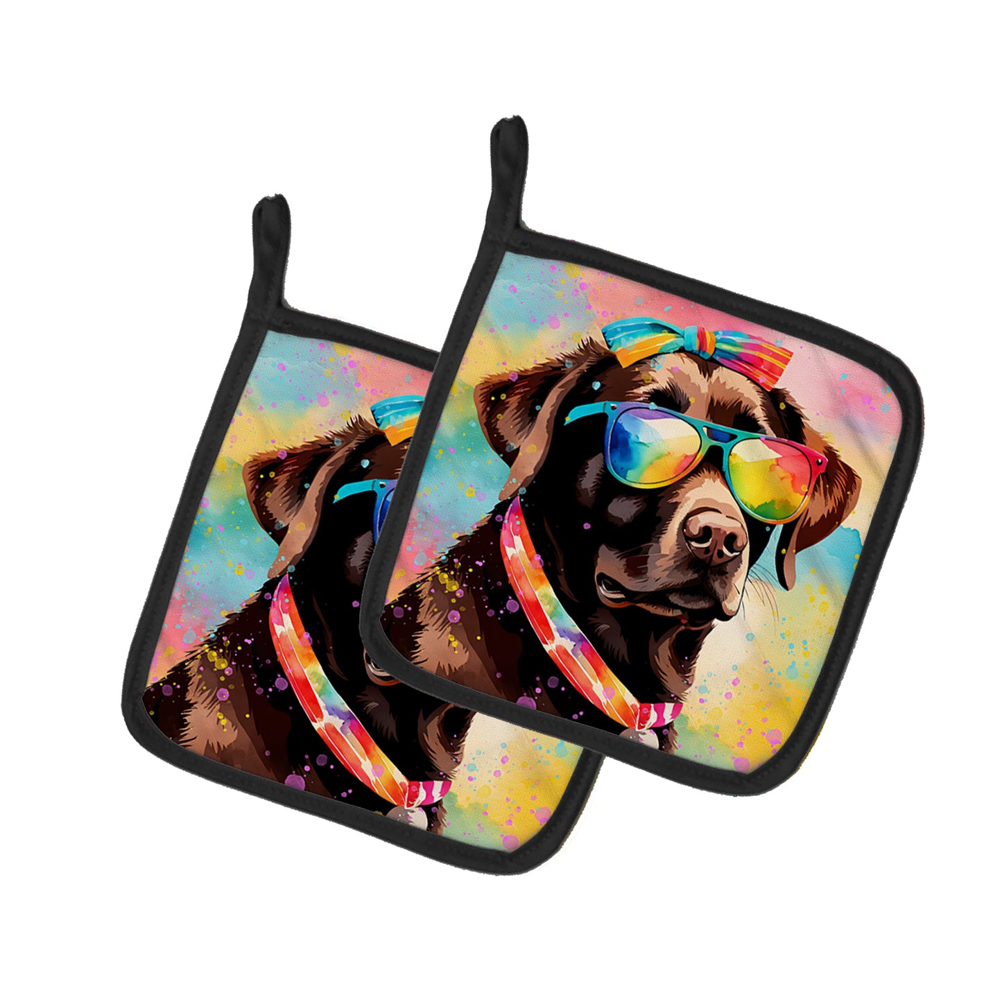 Buy this Chocolate Labrador Hippie Dawg Pair of Pot Holders