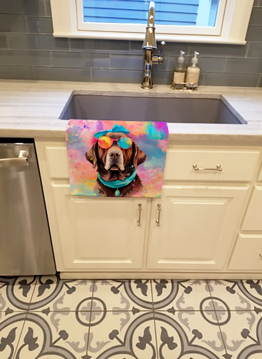 Chocolate Labrador Hippie Dawg Kitchen Towel