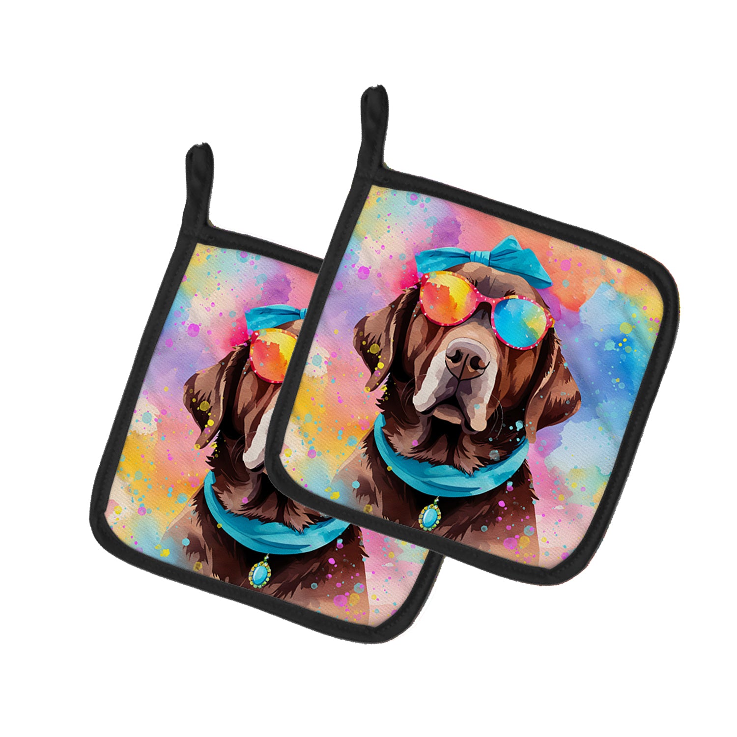 Buy this Chocolate Labrador Hippie Dawg Pair of Pot Holders