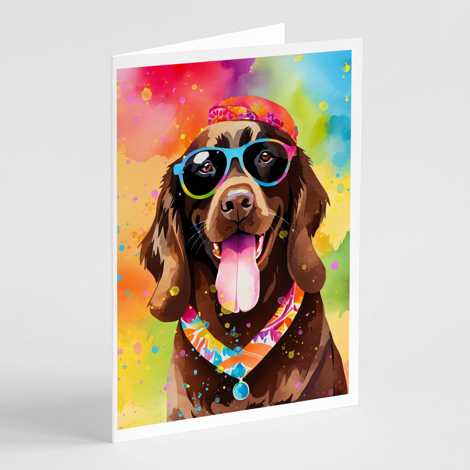 Buy this Chocolate Labrador Hippie Dawg Greeting Cards Pack of 8