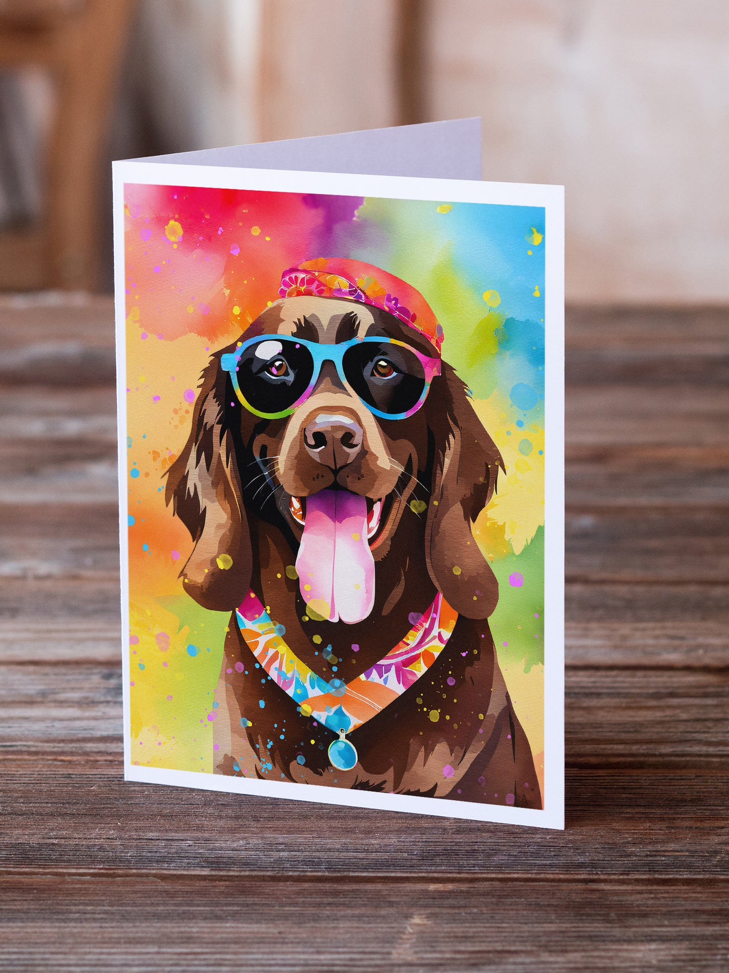 Chocolate Labrador Hippie Dawg Greeting Cards Pack of 8