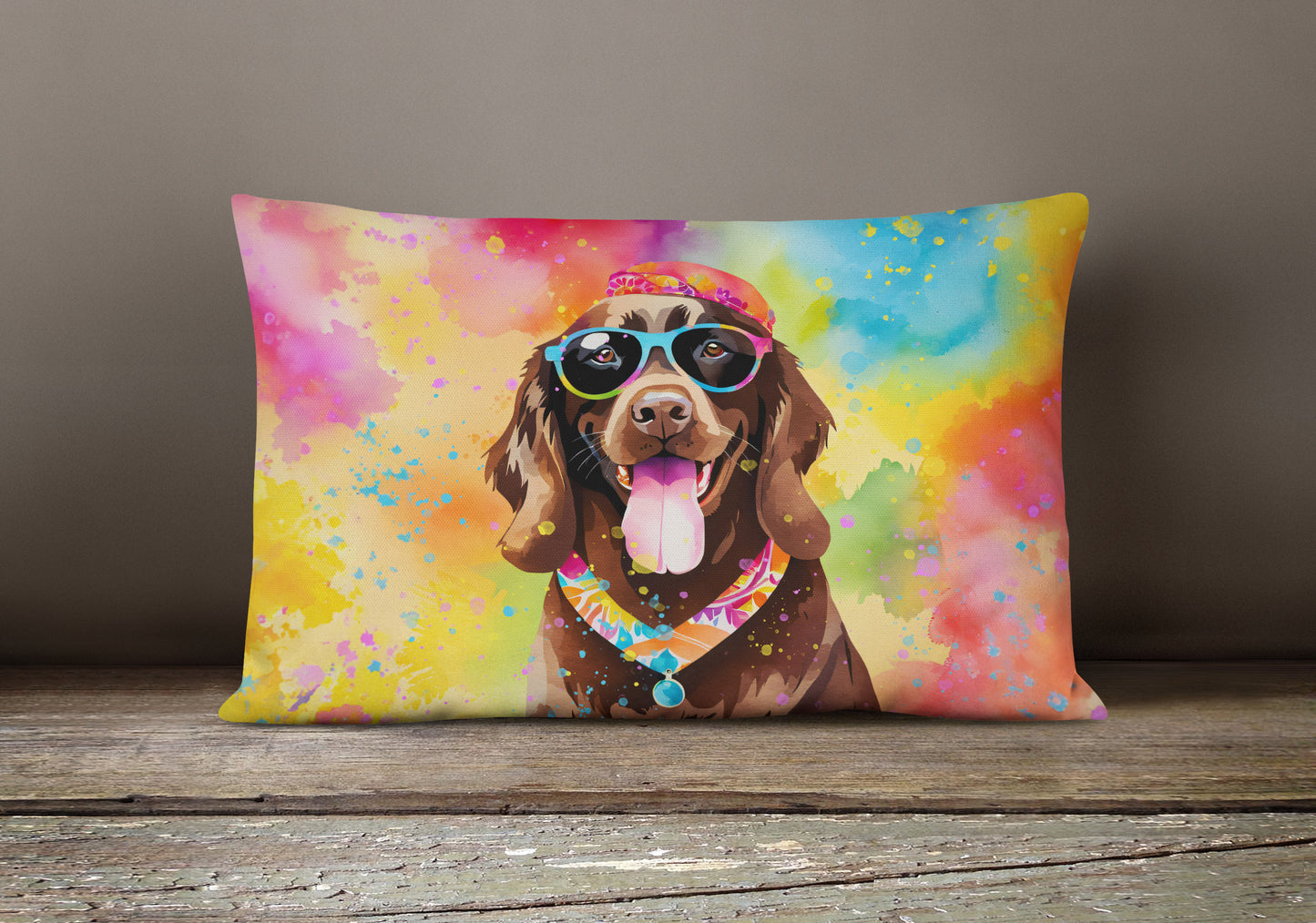 Chocolate Labrador Hippie Dawg Throw Pillow