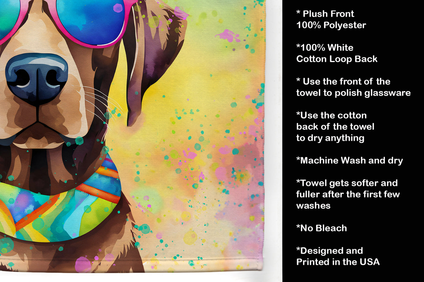 Chocolate Labrador Hippie Dawg Kitchen Towel