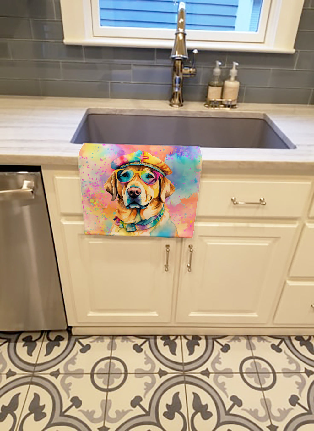 Yellow Labrador Hippie Dawg Kitchen Towel