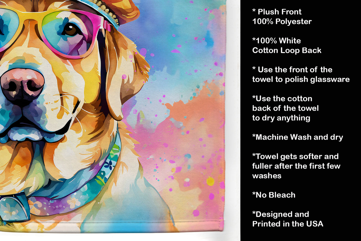 Yellow Labrador Hippie Dawg Kitchen Towel