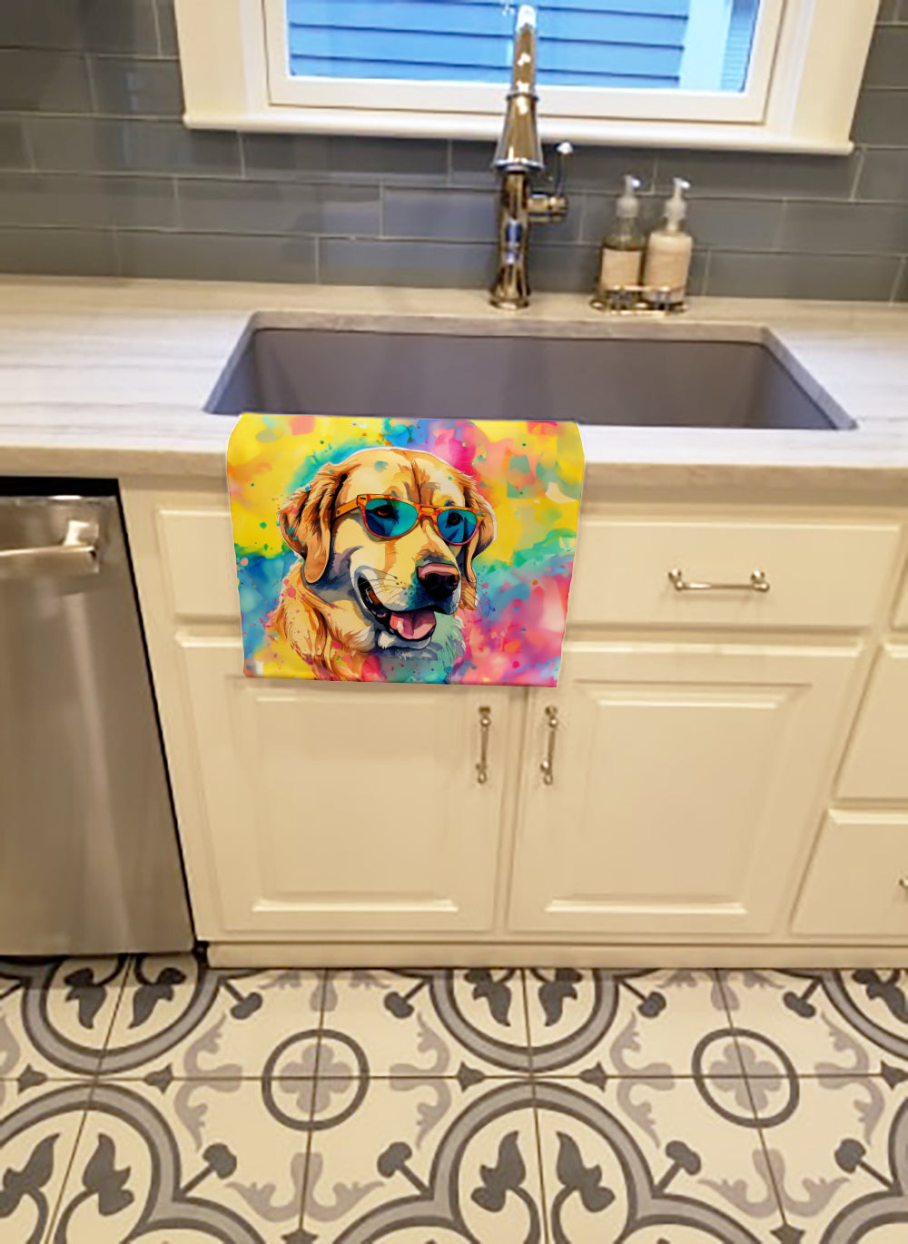 Yellow Labrador Hippie Dawg Kitchen Towel