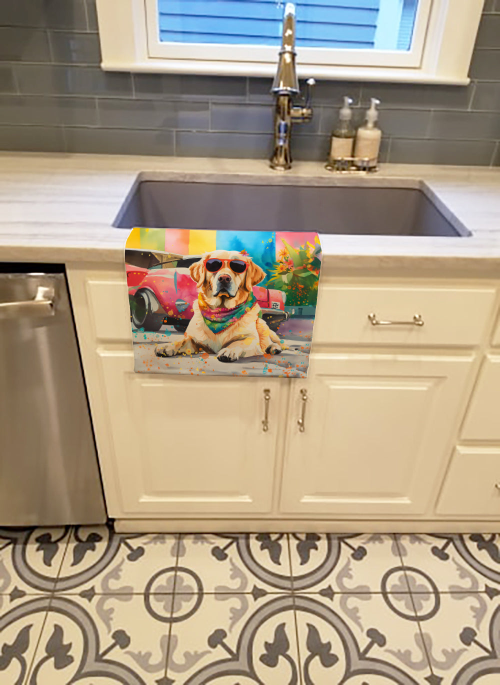 Yellow Labrador Hippie Dawg Kitchen Towel