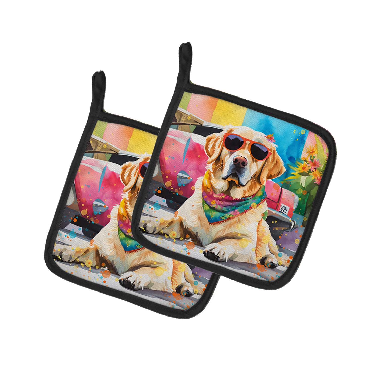 Buy this Yellow Labrador Hippie Dawg Pair of Pot Holders