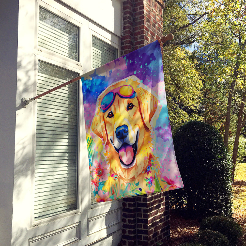 Yellow Labrador Hippie Dawg House Flag