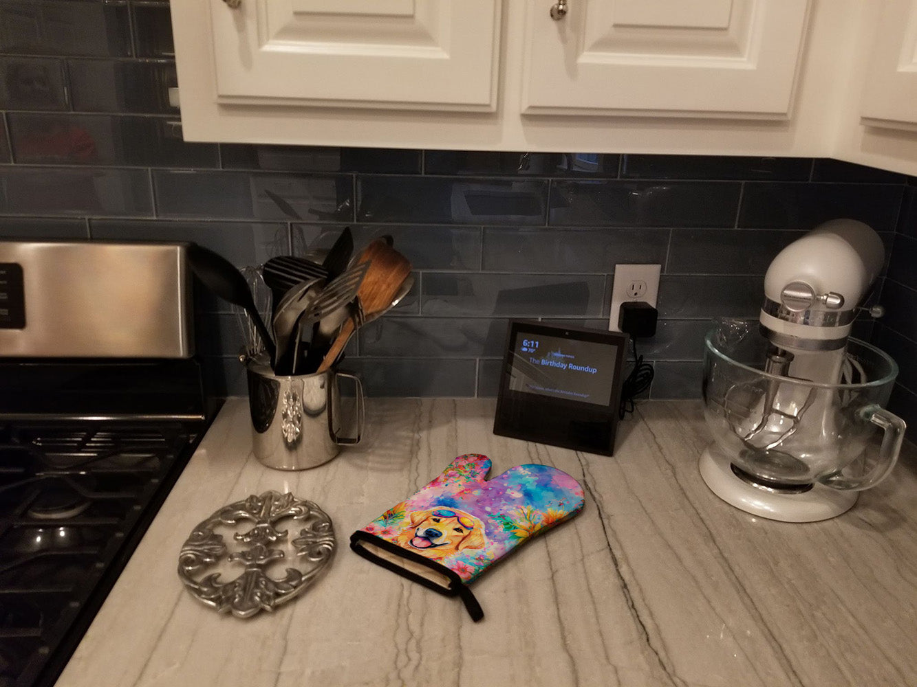 Yellow Labrador Hippie Dawg Oven Mitt