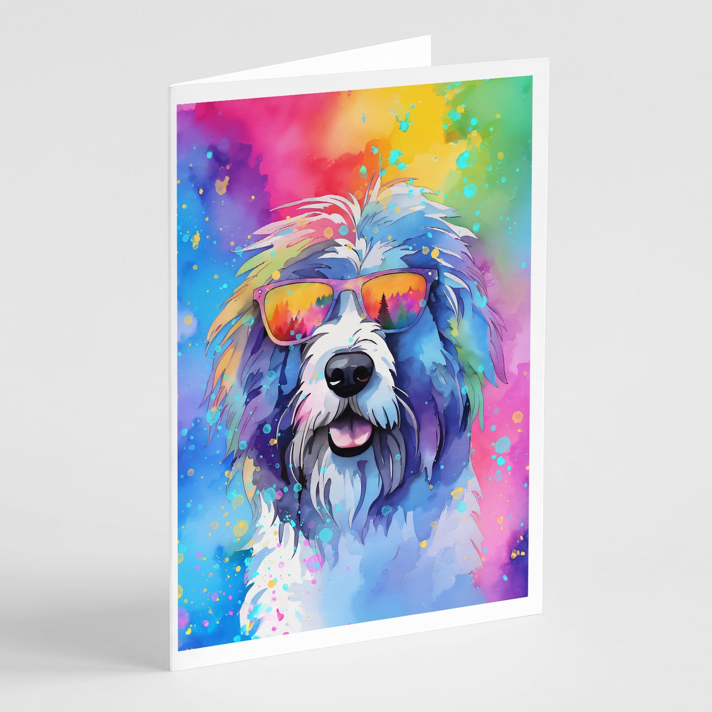 Buy this Old English Sheepdog Hippie Dawg Greeting Cards Pack of 8