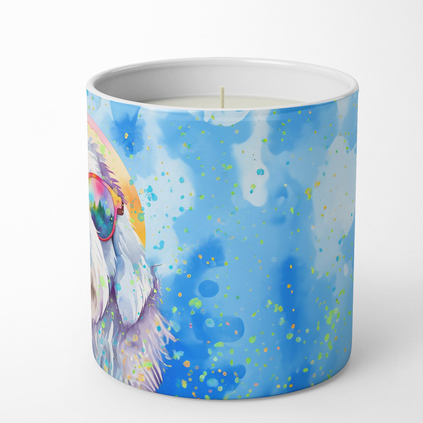 Old English Sheepdog Hippie Dawg Decorative Soy Candle
