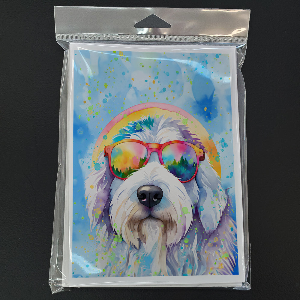 Old English Sheepdog Hippie Dawg Greeting Cards Pack of 8