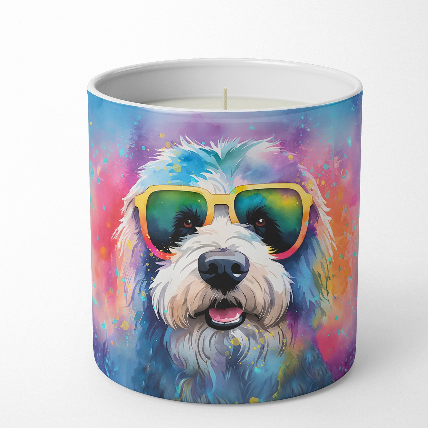 Old English Sheepdog Hippie Dawg Decorative Soy Candle