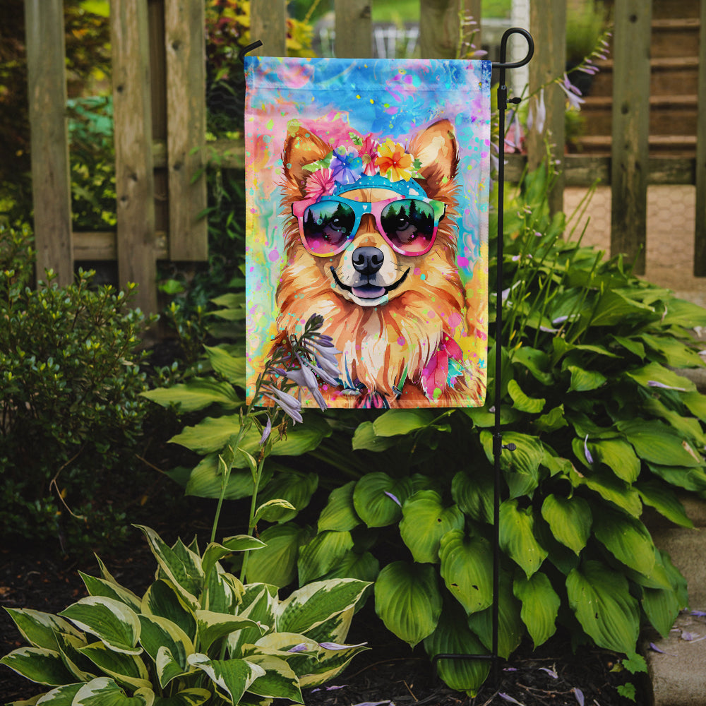 Pomeranian Hippie Dawg Garden Flag