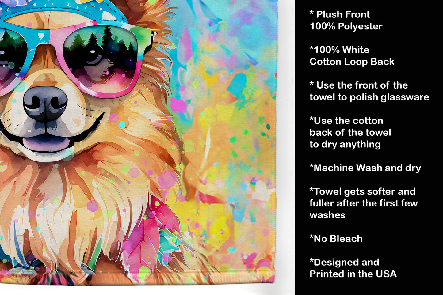 Pomeranian Hippie Dawg Kitchen Towel