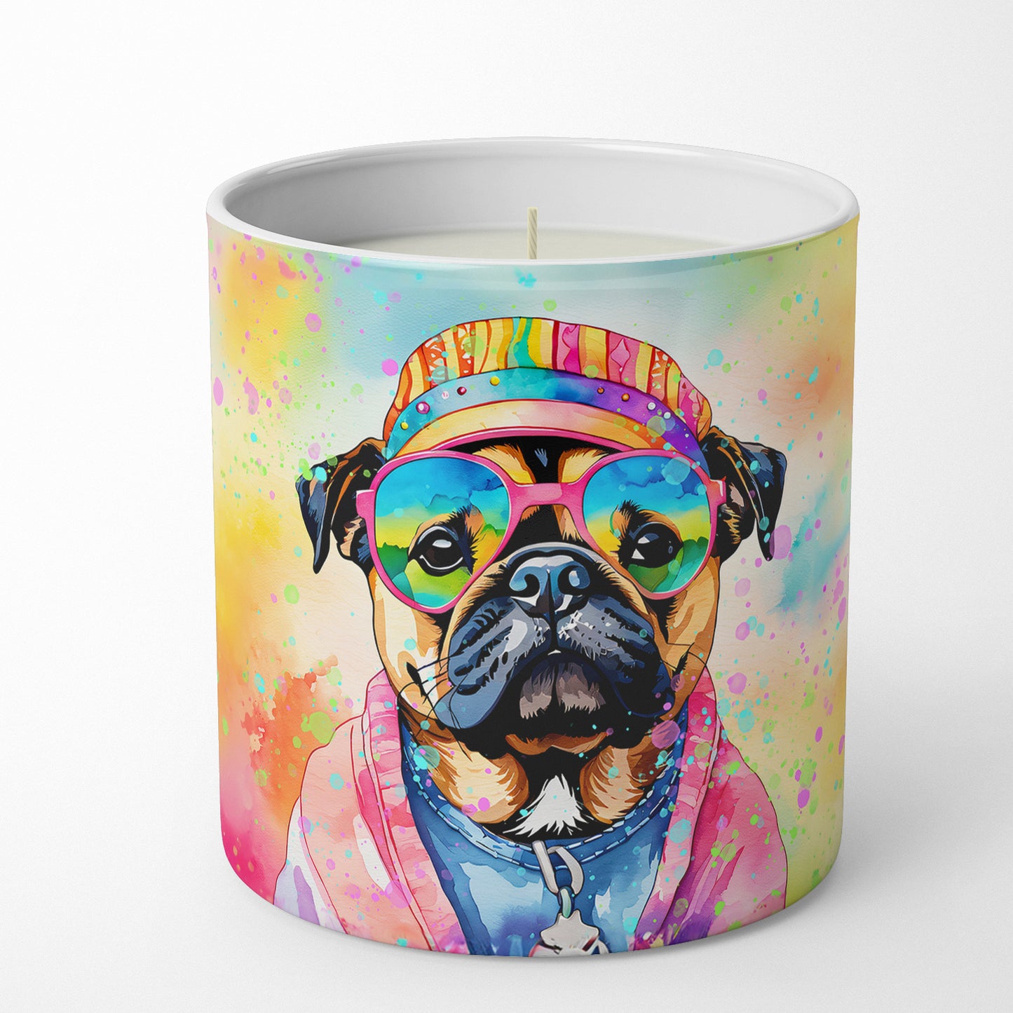 Pug Hippie Dawg Decorative Soy Candle