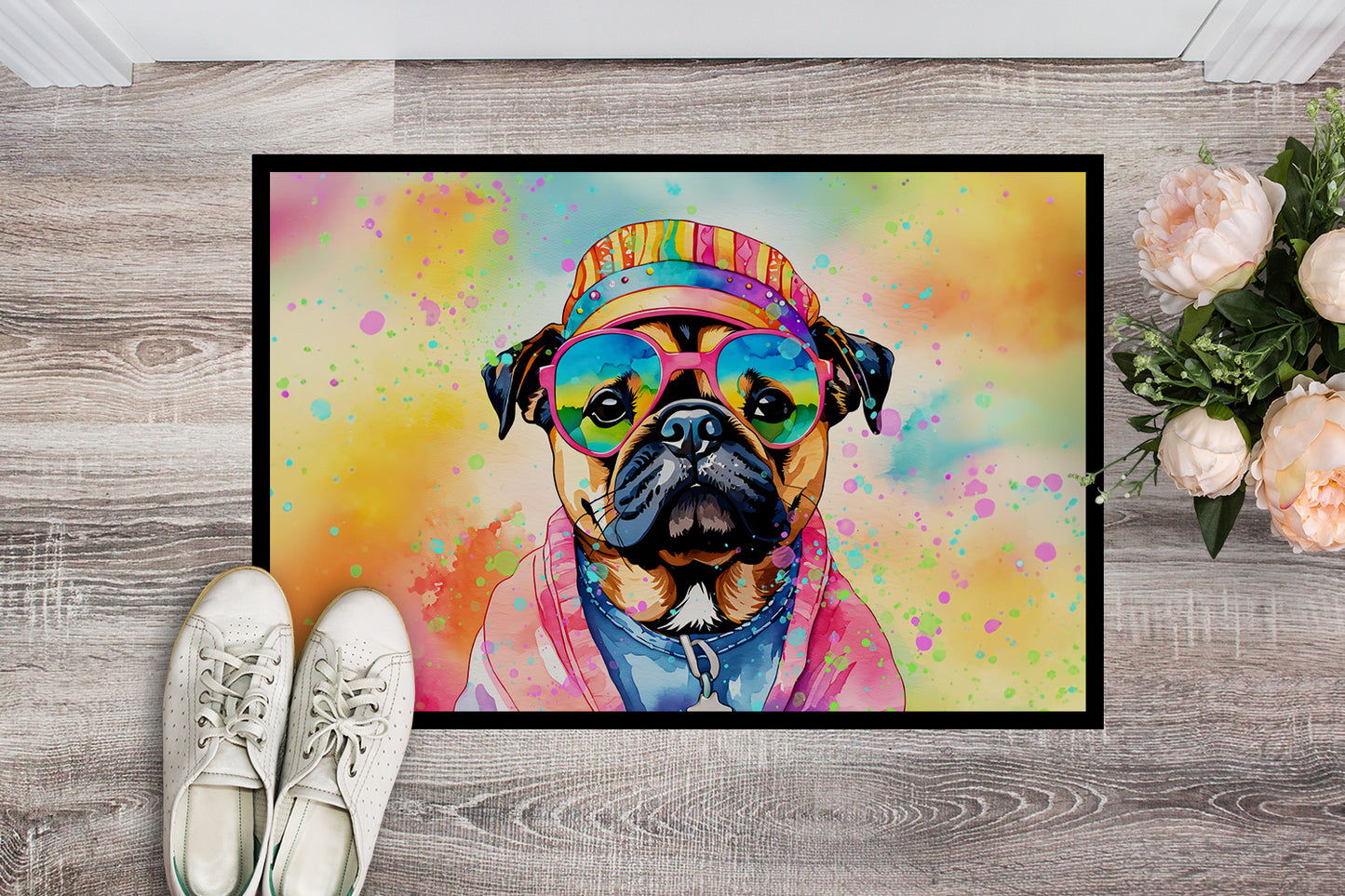 Pug Hippie Dawg Doormat