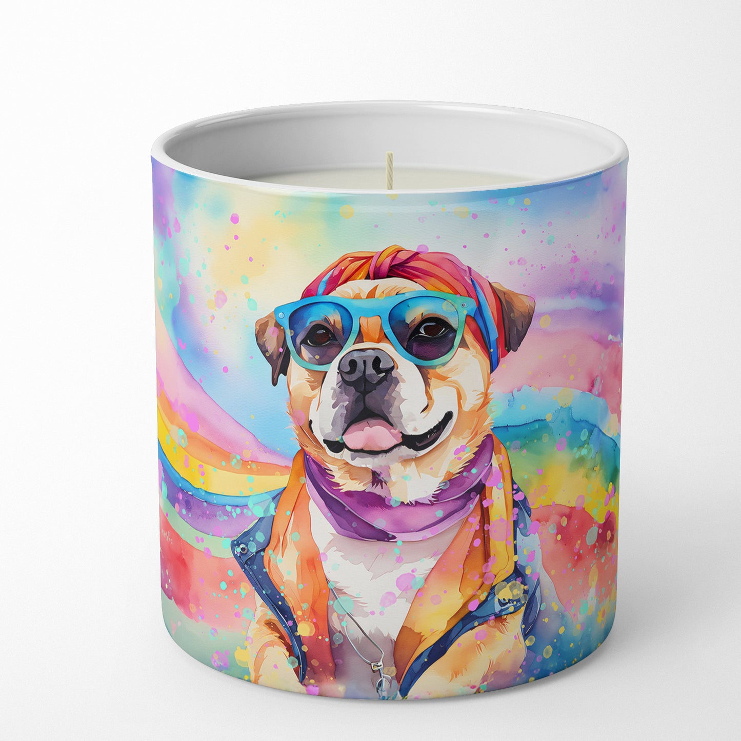 Pug Hippie Dawg Decorative Soy Candle