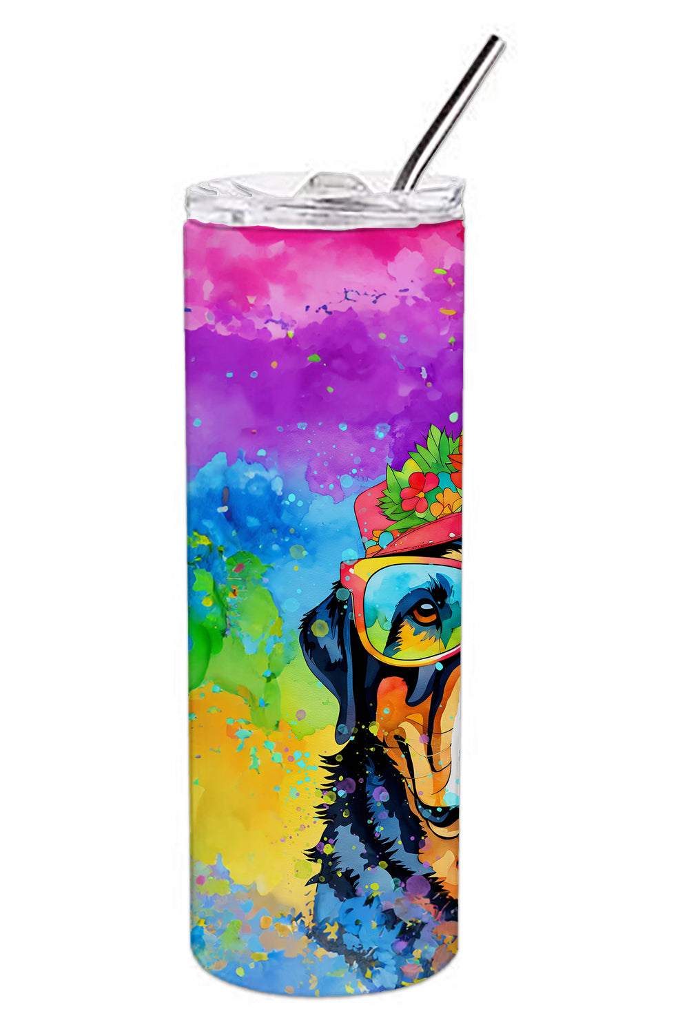 Rottweiler Hippie Dawg Stainless Steel Skinny Tumbler