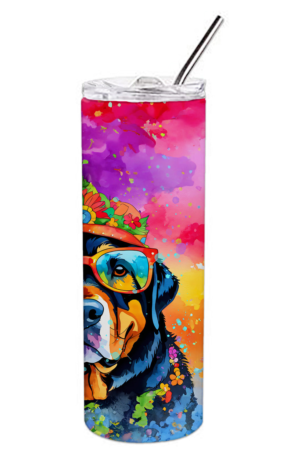 Rottweiler Hippie Dawg Stainless Steel Skinny Tumbler