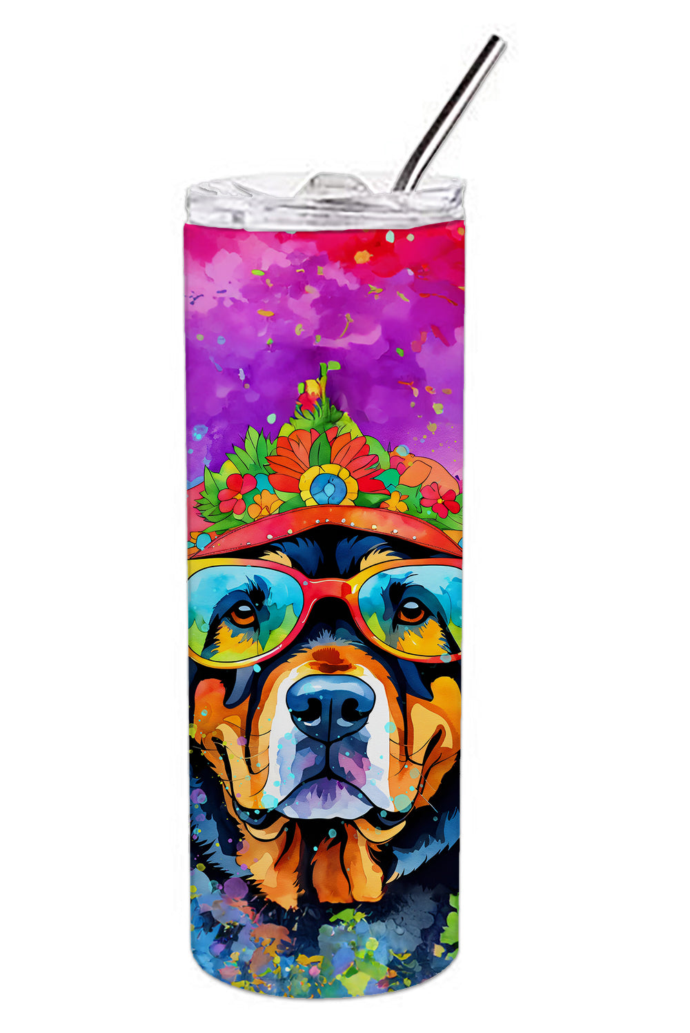 Rottweiler Hippie Dawg Stainless Steel Skinny Tumbler