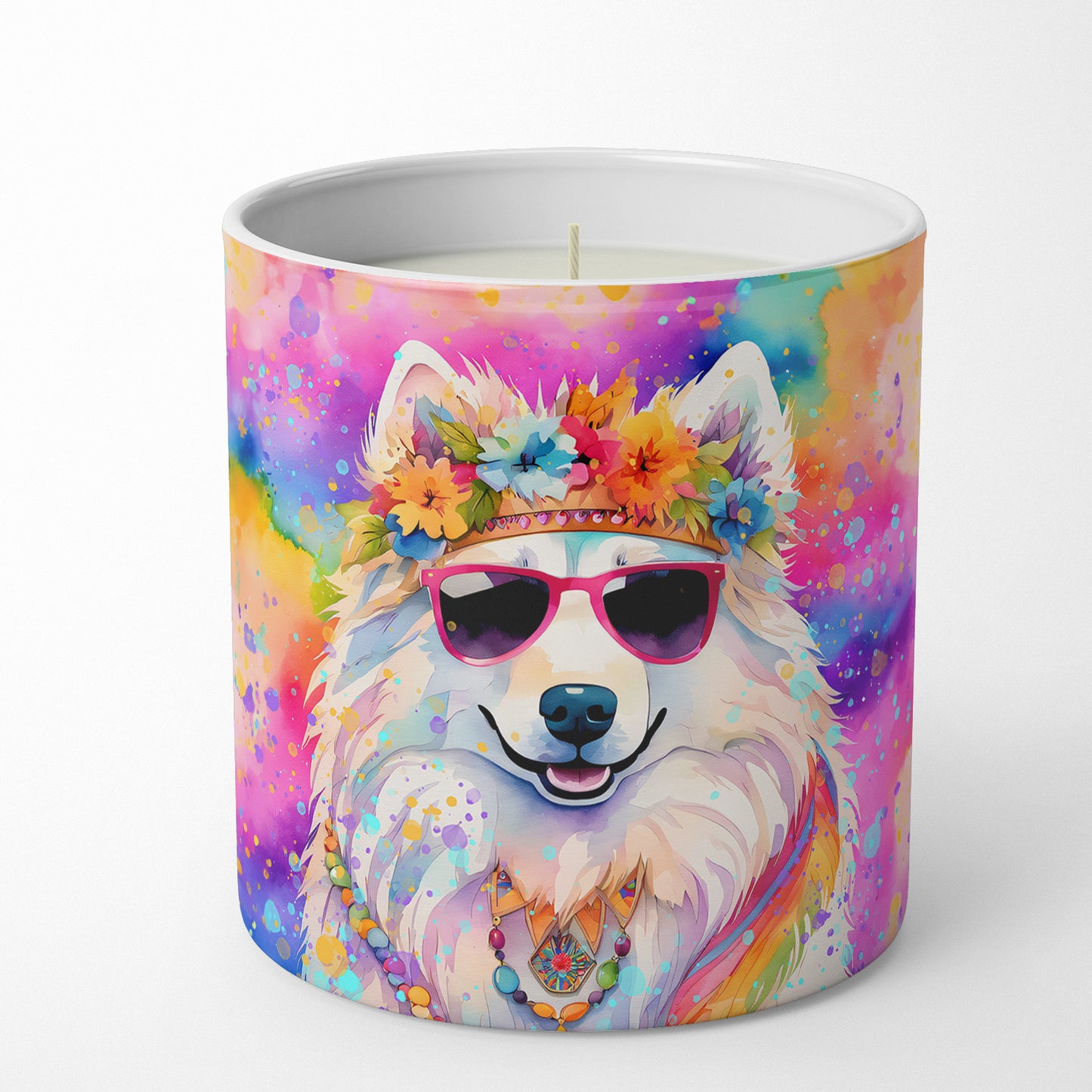 Samoyed Hippie Dawg Decorative Soy Candle