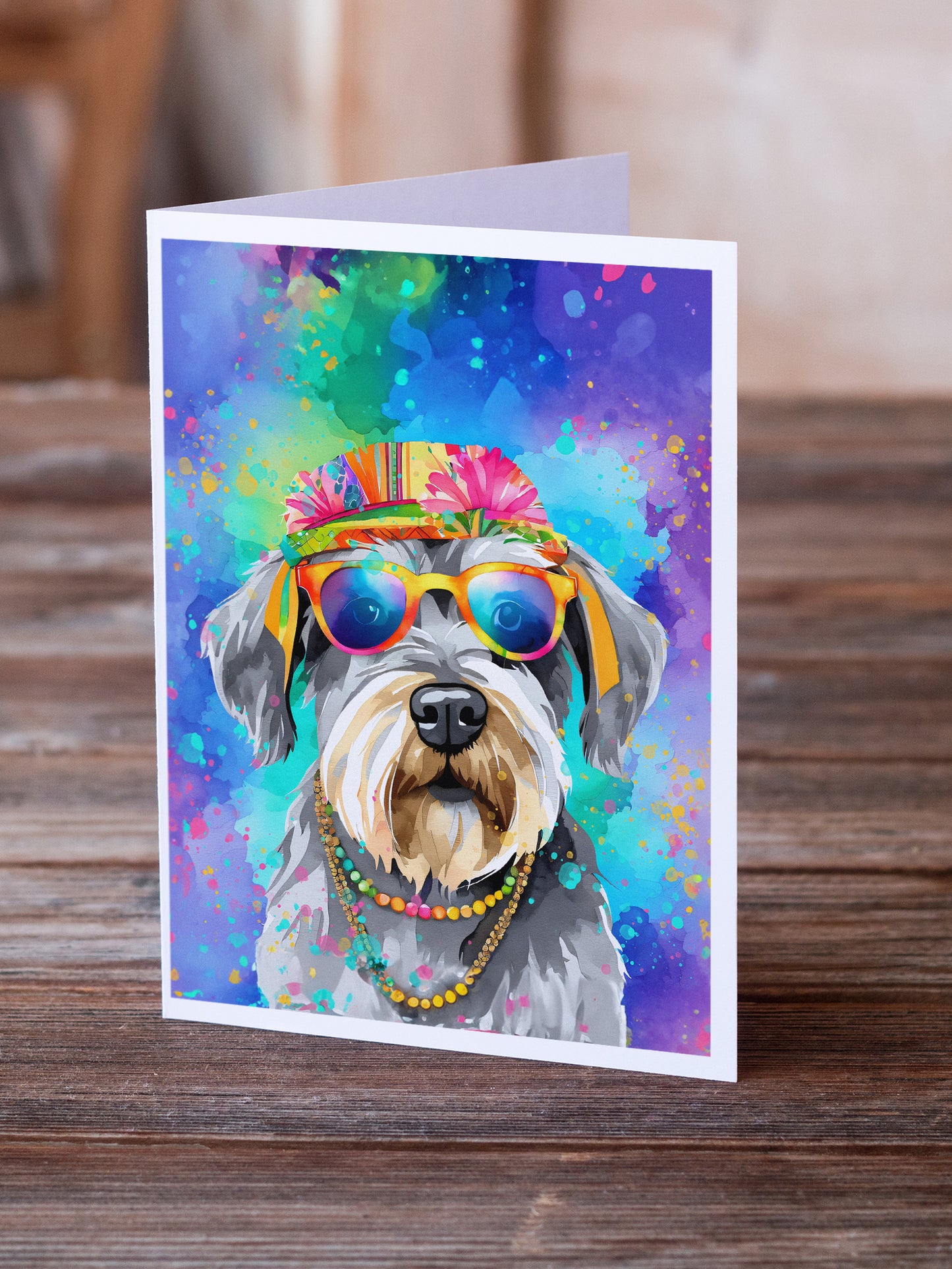 Schnauzer Hippie Dawg Greeting Cards Pack of 8