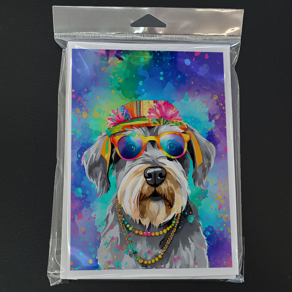 Schnauzer Hippie Dawg Greeting Cards Pack of 8