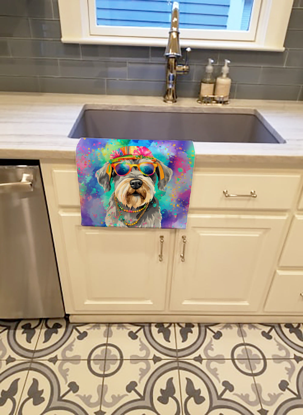 Schnauzer Hippie Dawg Kitchen Towel